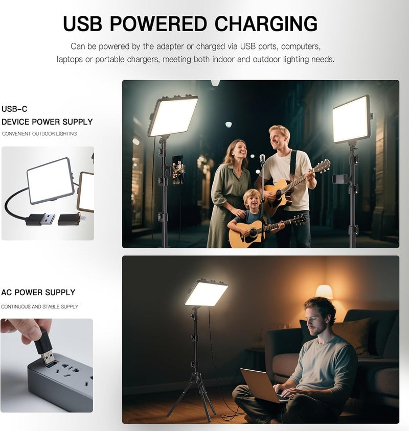 NiceVeedi 1-Pack LED Video Light Kit, Photography Lighting Kit, 2800-6500K Dimmable Studio Light with Tripod Stand & Phone Holder, 73" Stream Light for Video Recording, Game Streaming, YouTube - Image 5